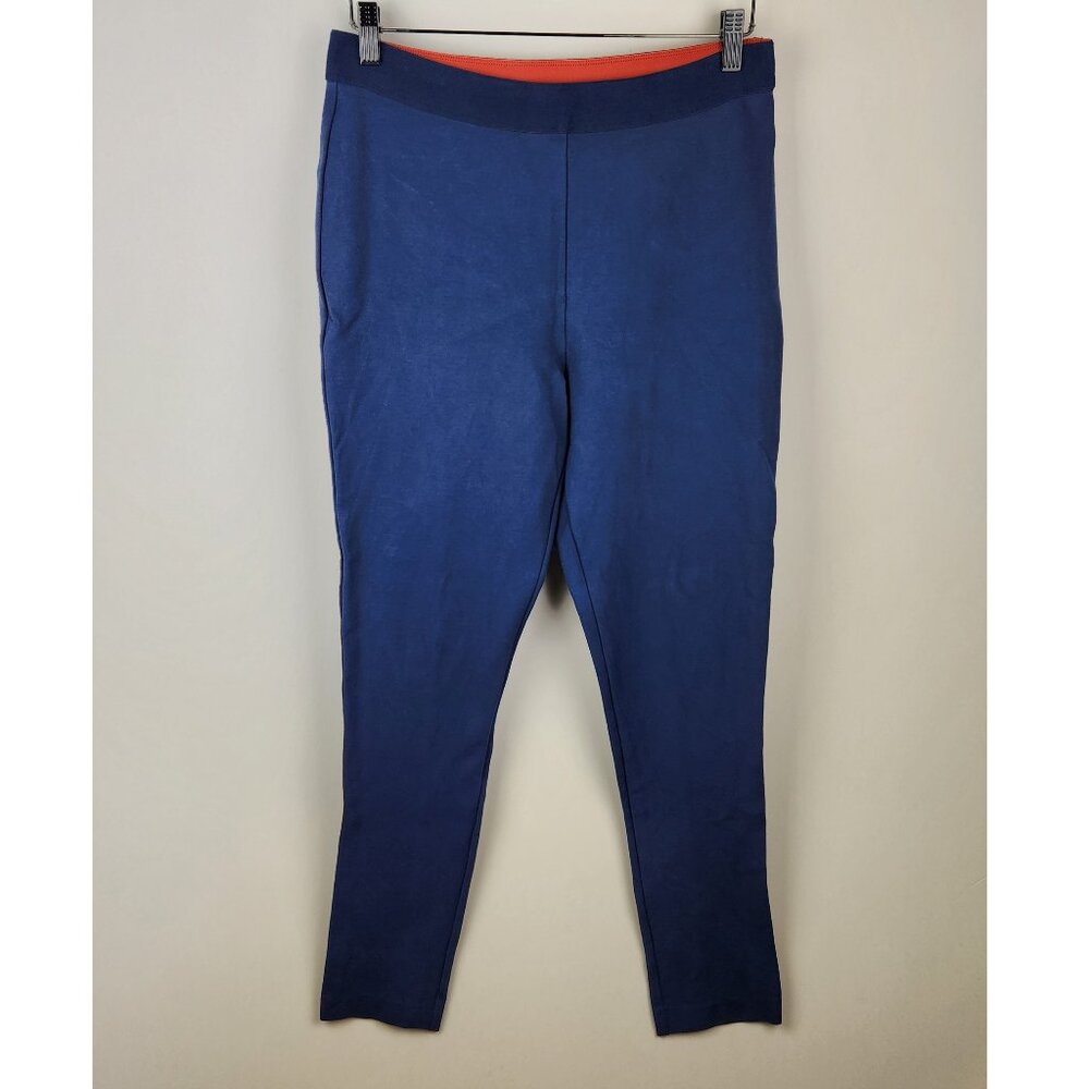 Boden Navy Blue Slim Pull-on Ponte Pants Stretchy Elastic Waist sz 12 Flawed